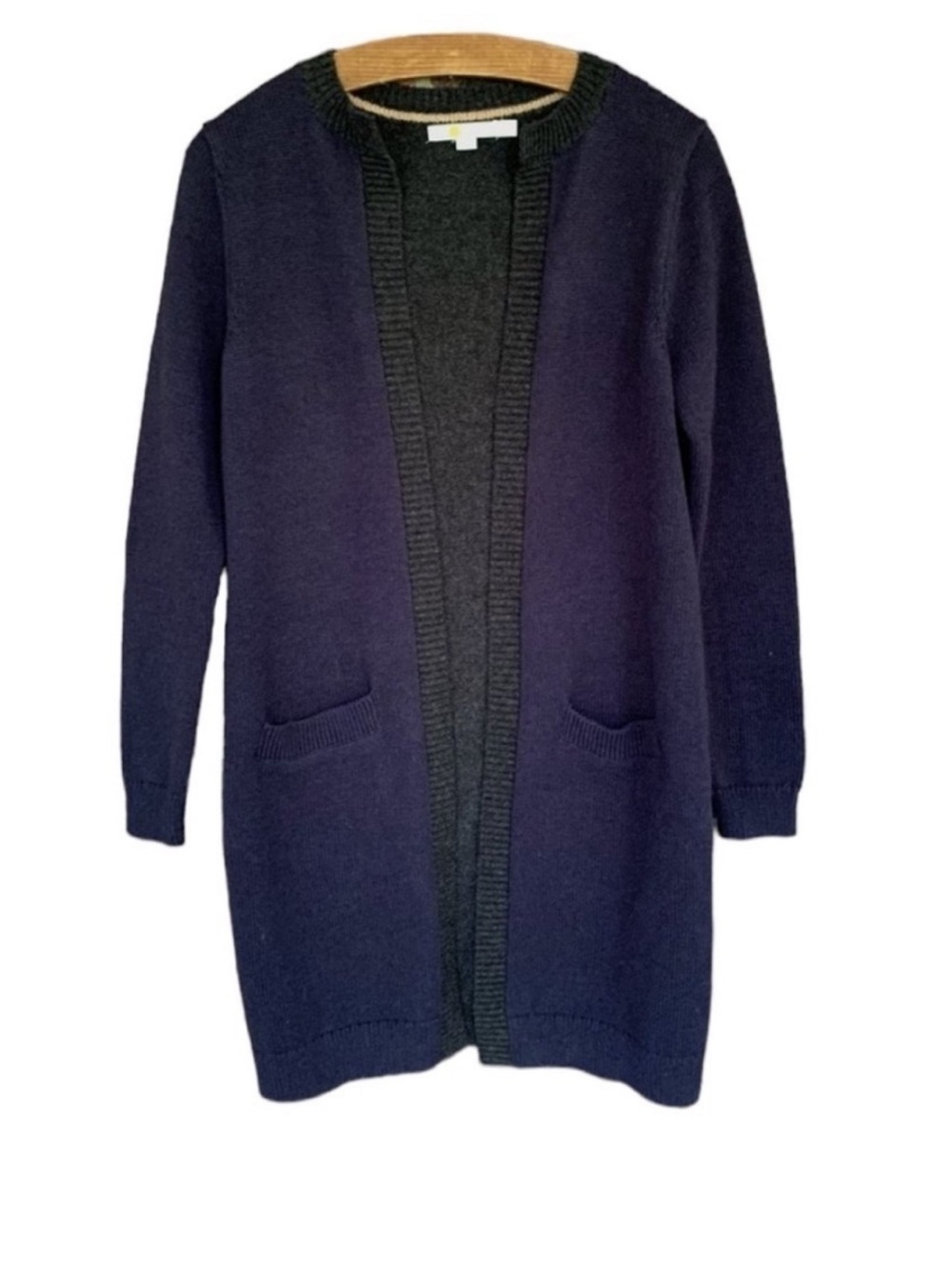 Boden Alpaca Blend Navy and Gray Open Front
Cardigan Sweater size medium